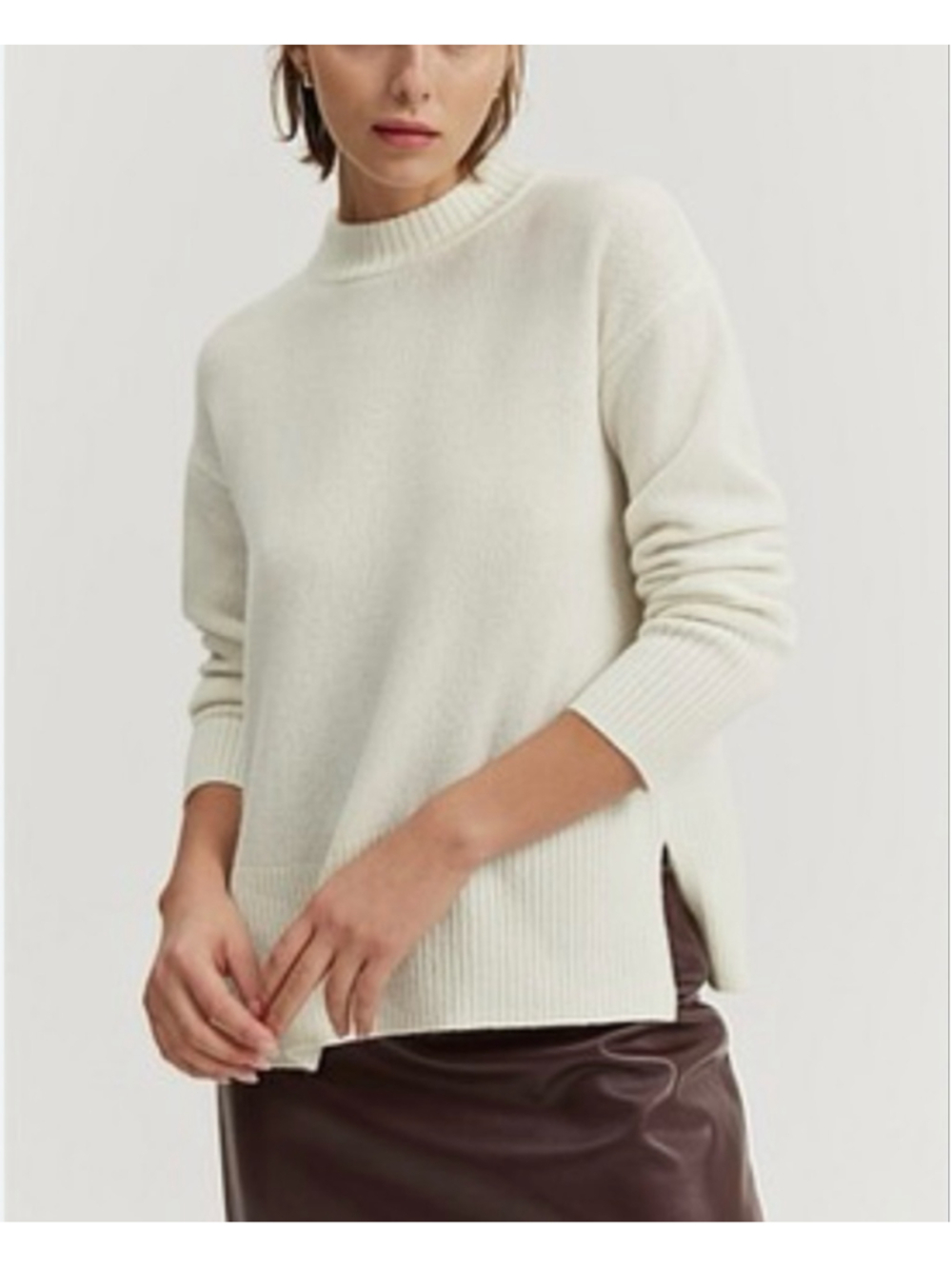 Women's COUNTRY ROAD Cream 100% Wool Mock Neck Sweater M